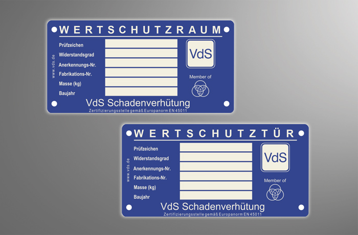 VdS Label Wertschutzraum Wertschutztür